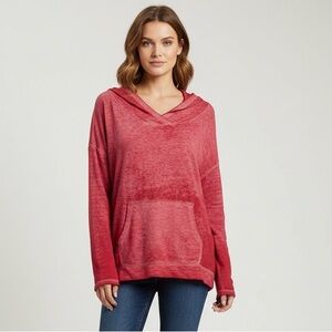 Vintage Free People We the Free Oversized Light Hoodie Red Sz S Burnout Pullover